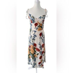 Reformation Juliette Floral Midi Dress Bustier Tie Strap Size 12 NWT